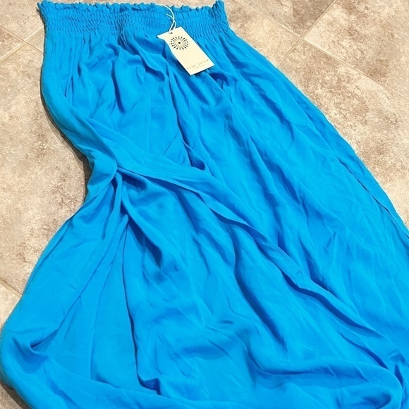 NWT Ramy Brook Textured Athena Palazzo Pant Swim Coverup Blue Pull On Medium - Picture 5 of 9